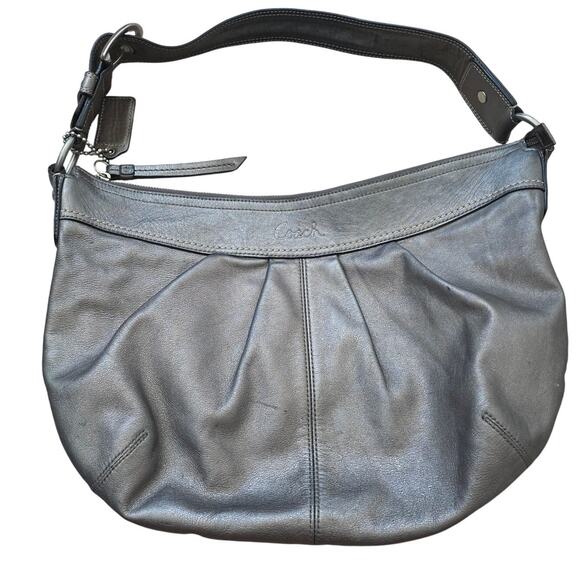 Vintage Coach Pewter Soho Shoulder Bag Purse F13731 Metallic Y2K 2000s Casual - Picture 1 of 7